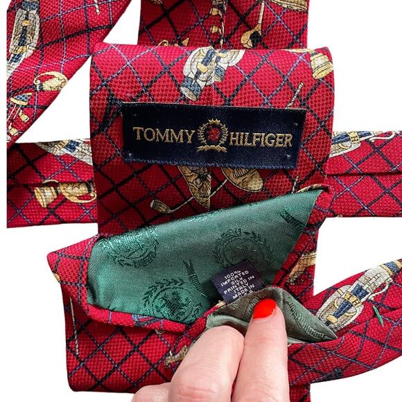Tommy Hilfiger vintage preppy retro golf theme 100% silk tie necktie 4" w - Picture 2 of 5